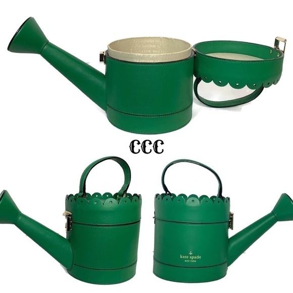 Kate Spade Rare Watering Can Green Flower Pot Bag - Picture 8 of 8